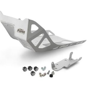 El Cubre cárter - KTM 250/390 ADVENTURE es una destacada pieza de ingeniería diseñada para brindar la máxima protección y seguridad a tu motocicleta. Fabricado en aluminio de alta resistencia, este cárter garantiza una durabilidad excepcional, capaz de soportar las exigencias de aventuras off-road y carretera. Su diseño ha sido cuidadosamente elaborado para ajustarse perfectamente a la estructura de la KTM 250/390 ADVENTURE, brindando una apariencia estética y funcional.